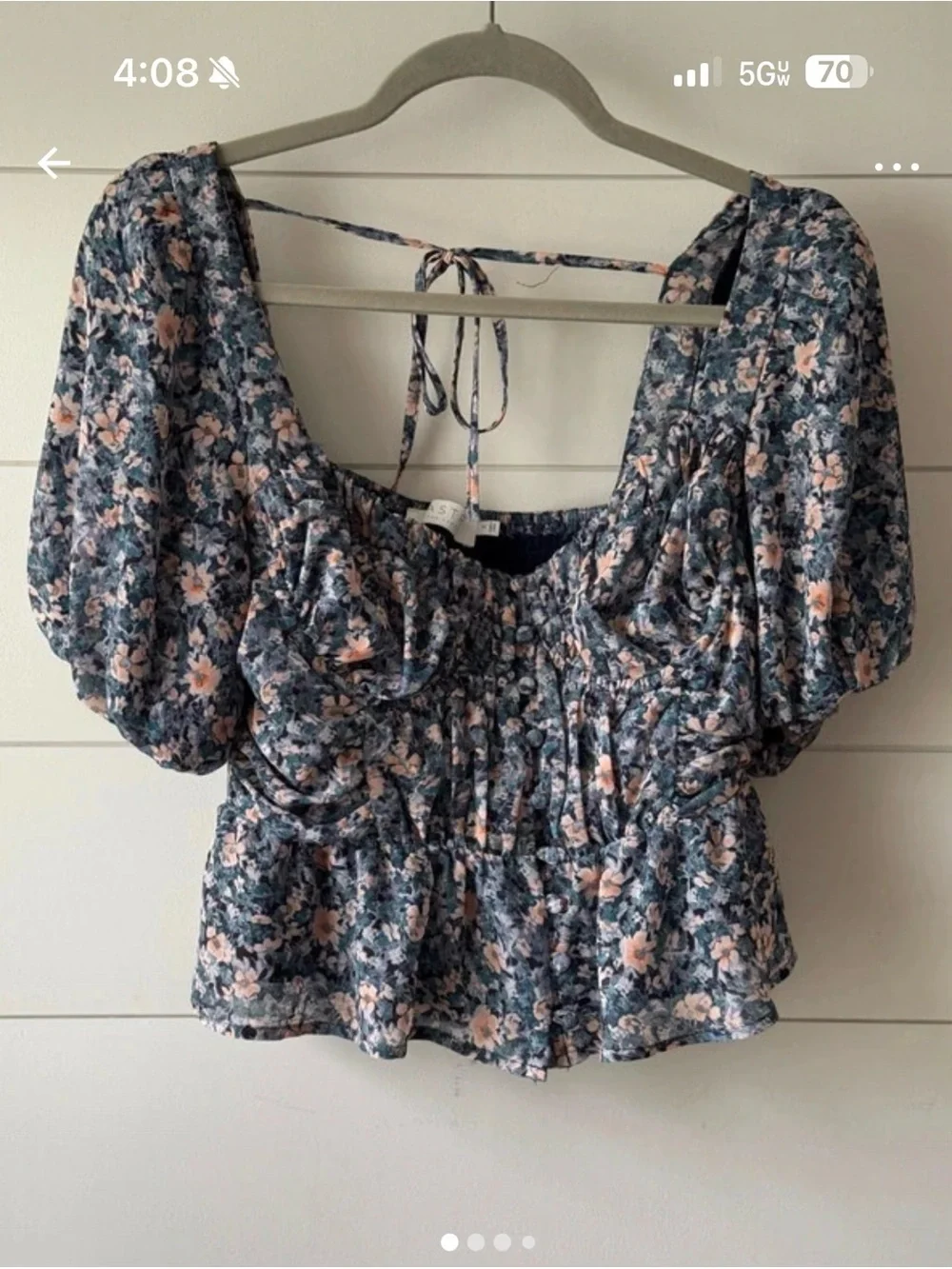 ASTR The Label Floral Corset Top Small Puff Sleeve Peplum Cottagecore